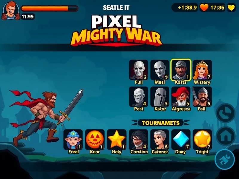 Pixel Mighty War character selection screen